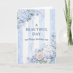 Carte Grand-mère Côtière Bleu Hydrangea Élégant