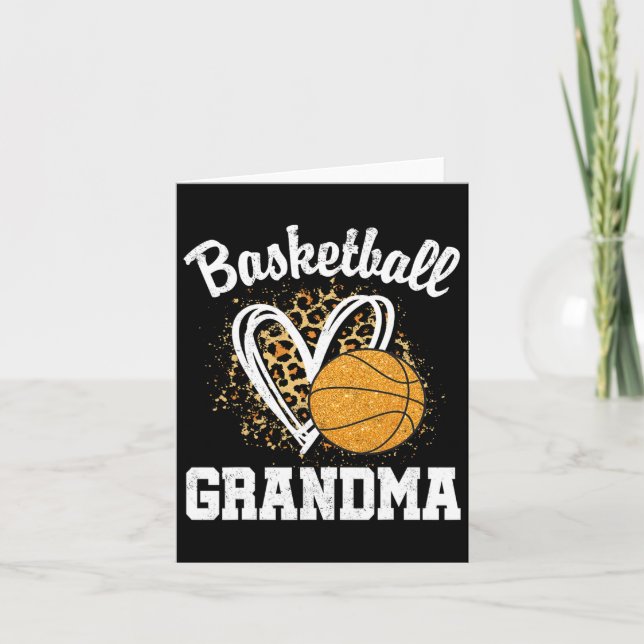 Carte Grand-mère de basket-ball Leopard Heart (Devant)