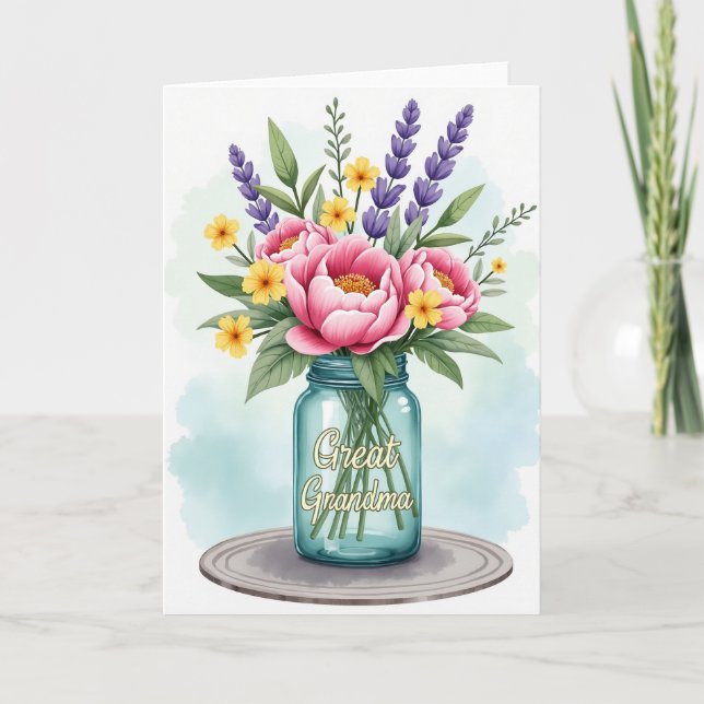 Carte Grand-mère de Fleurs radieuses (Devant)