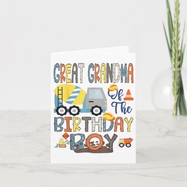 Carte Grand-Mère De L'Anniversaire Boy Construction Trav (Devant)