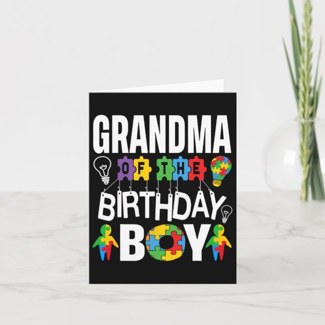 Carte Grand-Mère De L'Autisme Du Garçon D'Anniversaire (Devant)