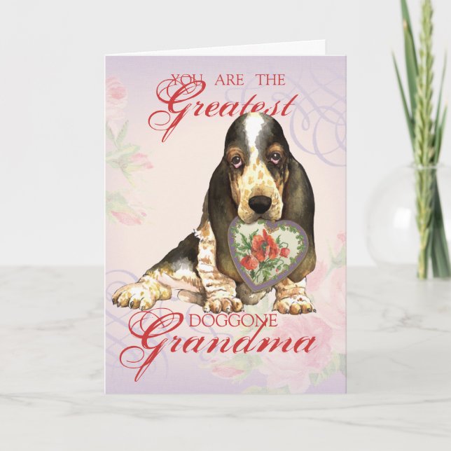 Carte Grand-mère du coeur de Basset Hound (Devant)