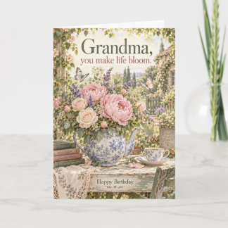 Carte Grand-mère Fleur Théière Tu Fais Fleurir La Vie