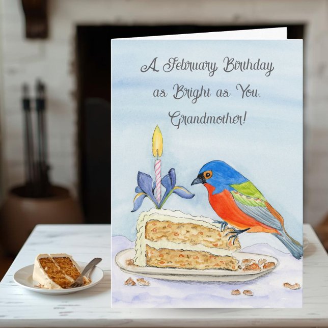 Carte Grand-mère Joyeux anniversaire de février Bruant m (Créateur téléchargé)