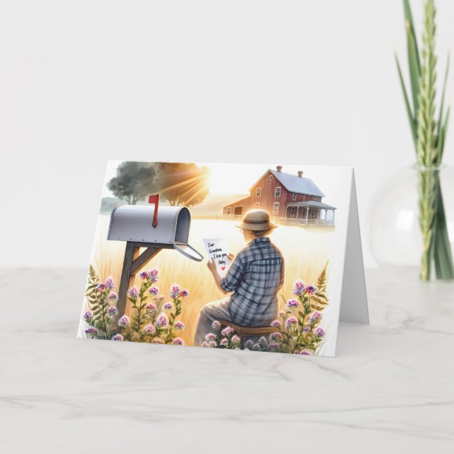 Carte Grand-mère lisant une lettre d'anniversaire de gra (Devant)