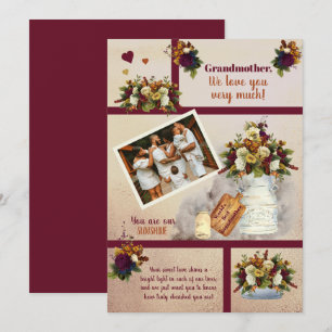 Carte Grand-mère Nous Vous Aimons Photo Floral D'automne