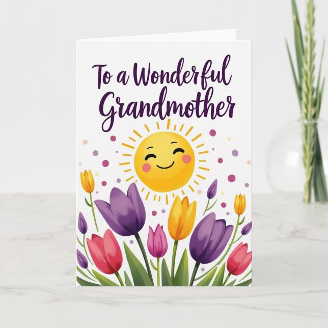 Carte Grand-mère Soleil Et Fleurs (Devant)