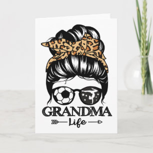Carte Grand-mère Vie Chignon Méssy Cheveux Drôle Footbal