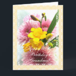 Carte Grand-mère's 100th birthday flowers<br><div class="desc">Birthday Greeting card with lace frame and photo of roses on beige background. Personnalize your message ! Tarjeta postal en ingles con una photo de roses para el cumples de una abuela. Personalize su mensaje ! (puede replazar el texto escrito) Photographe par Maria Santos (Lusinhas do Sul)</div>