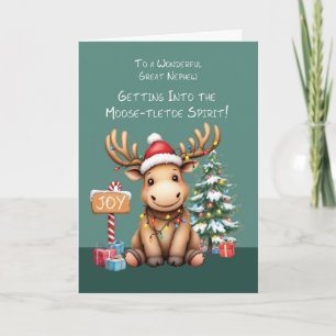 Carte Grand Nephew adorable Drôle Moose Noël