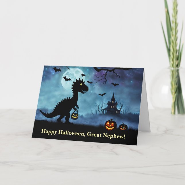 Carte Grand Nephew Happy Halloween Dinosaur (Devant)