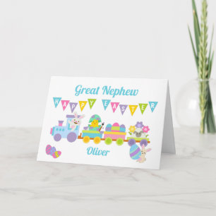 Carte Grand Nephew Joyeux Train Bunny de Pâques