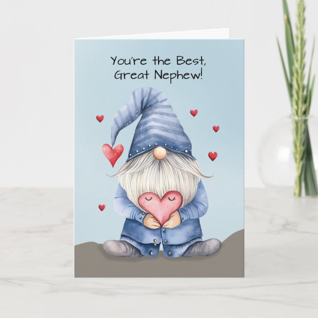 Carte Grand Nephew Valentine Funny Gnome Porter Denim (Devant)
