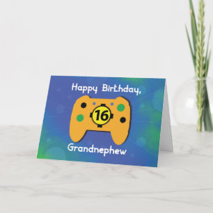 Carte Grand-neveu 16 ans Anniversaire contrôleur de joue