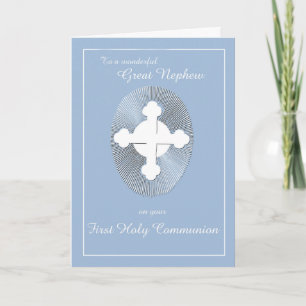 Carte Grand Neveu Première Communion Croix Bleue avec Ra