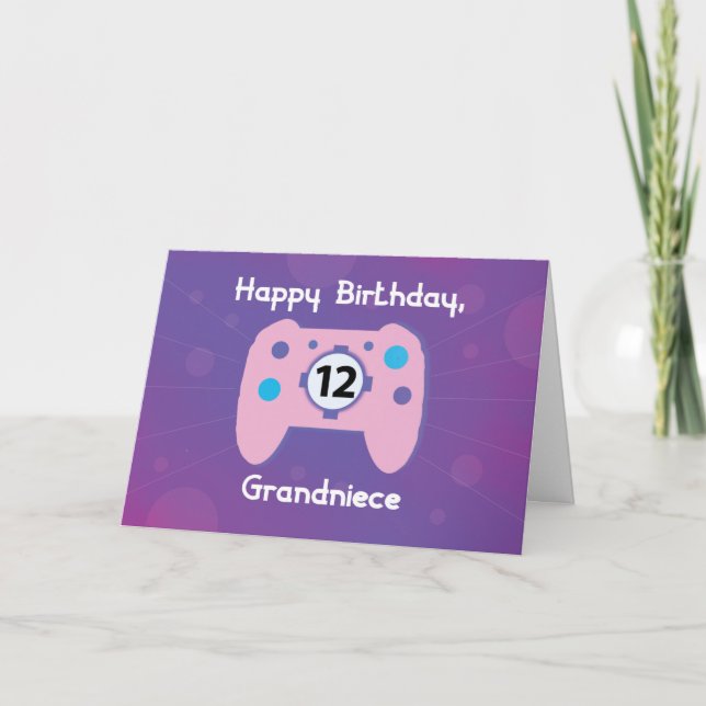 Carte Grand-nièce 12 ans Anniversaire Gamer Contrôleur (Devant)