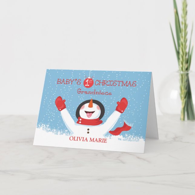 Carte Grand-nièce Nom Noël Snowman (Devant)