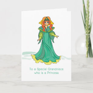 Carte Grand-nièce Princesse Anniversaire Vert Éclairage