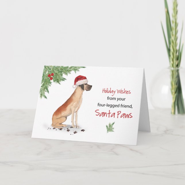 Carte Grand Noël Danse du chien dans Funny Santa Hat (Devant)