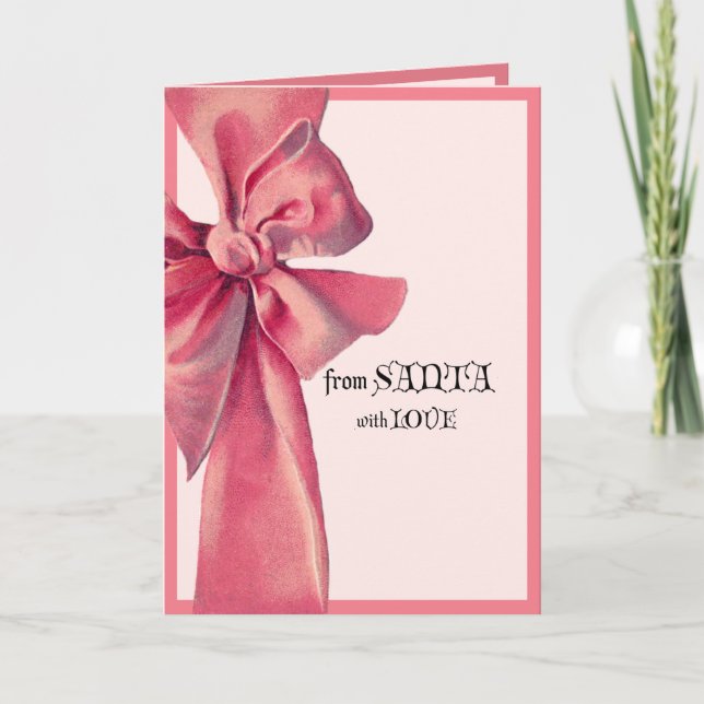 Carte Grand Nœud Rose de la part du Père Noël avec Amour (Devant)