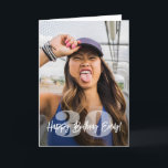 Carte Grand nombre de photos superposition joyeuse scrip<br><div class="desc">Créez votre propre souhait d'anniversaire heureux unique pour un membre de la famille ou un ami avec une photo personnalisée moderne et une carte de voeux pliée nom. L'image et le libellé de ce modèle sont simples à customiser. Les couleurs, les styles de police et l'opacité de superposition sont faciles...</div>