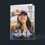 Carte Grand nombre de photos superposition joyeuse scrip<br><div class="desc">Créez votre propre souhait d'anniversaire heureux unique pour un membre de la famille ou un ami avec une photo personnalisée moderne et une carte de voeux pliée nom. L'image et le libellé de ce modèle sont simples à customiser. Les couleurs, les styles de police et l'opacité de superposition sont faciles...</div>