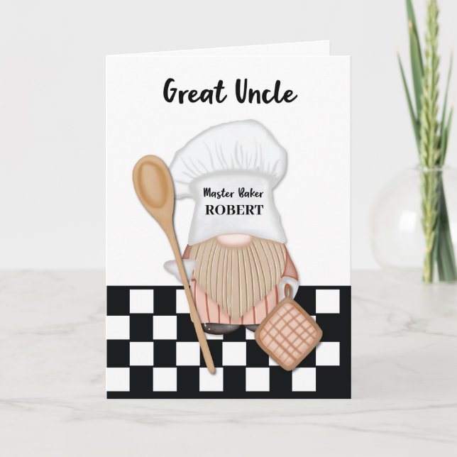 Carte Grand Oncle Anniversaire Whimsical Gnome Baker Bak (Devant)