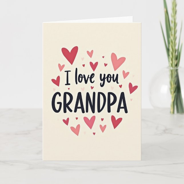 Carte Grand-Papa à motif de cœur (Devant)