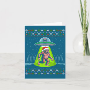 Carte Grand Papa Noël Ufo Sasquatch Drôle Noël dégueulas