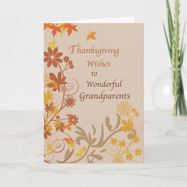 Carte Grand-parents Gens de grâce avec feuilles d'automn (Devant)