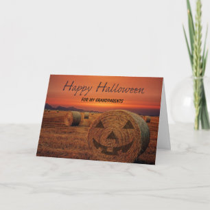 Carte Grand-parents Halloween Bale de Hay Jack-o'-lanter