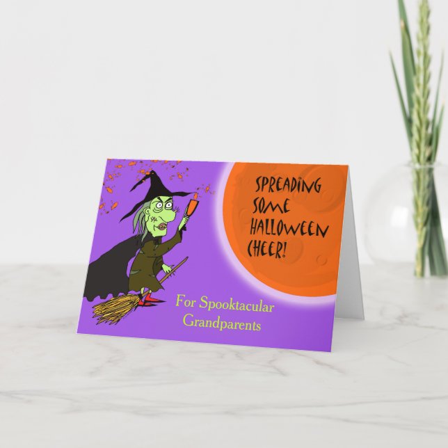 Carte Grand-parents Halloween sorcière avec potion (Devant)