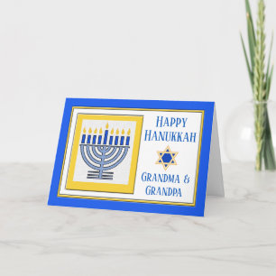 Carte Grand-parents Hanoukka Menorah contemporaine