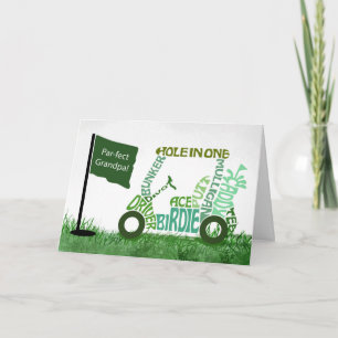 Carte Grand-père Anniversaire Parfait Golf Panier en mot
