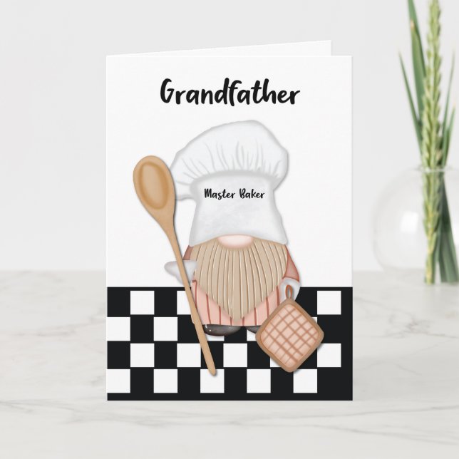 Carte Grand-père Anniversaire Whimsical Gnome Baker Baki (Devant)