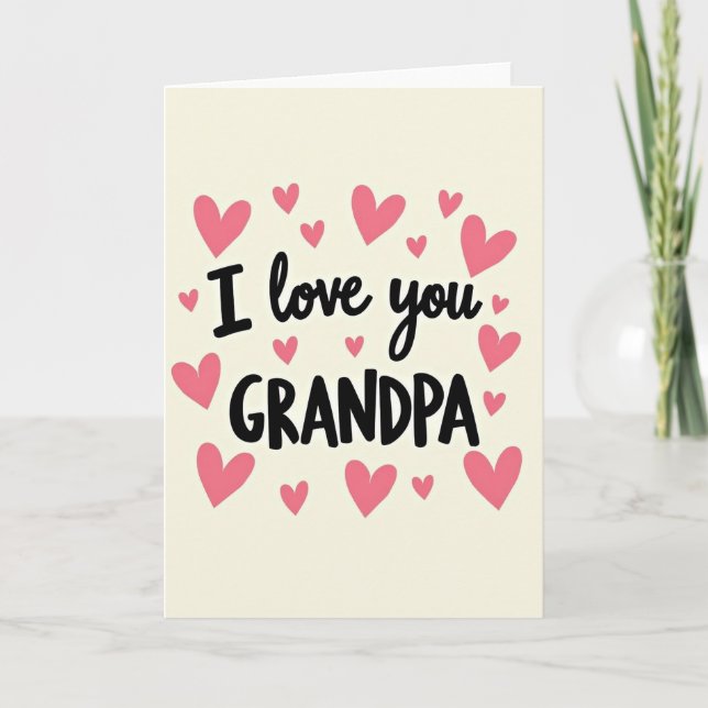 Carte Grand-Père Cœur Rose (Devant)
