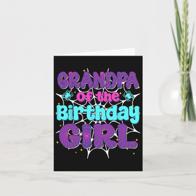 Carte Grand-Père De L'Anniversaire Fille Araignée Web Fa (Devant)