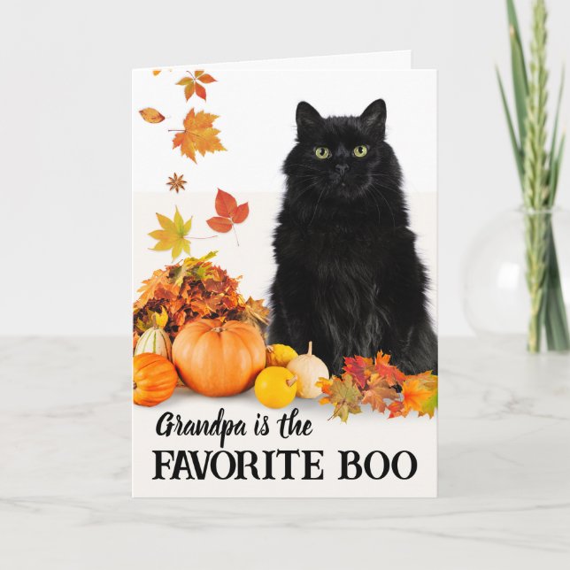 Carte Grand-père Favori Boo Halloween Chat noir (Devant)