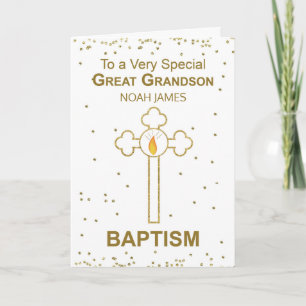 Carte Grand Petit-fils Nom personnalisé Baptême Gold Loo