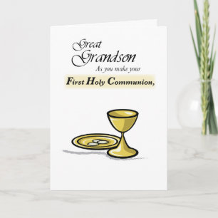 Carte Grand petit-fils Première communion Chalice or, Pa