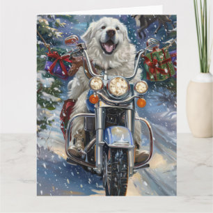 Carte Grand Pyrénées Chien équitation Moto Noël