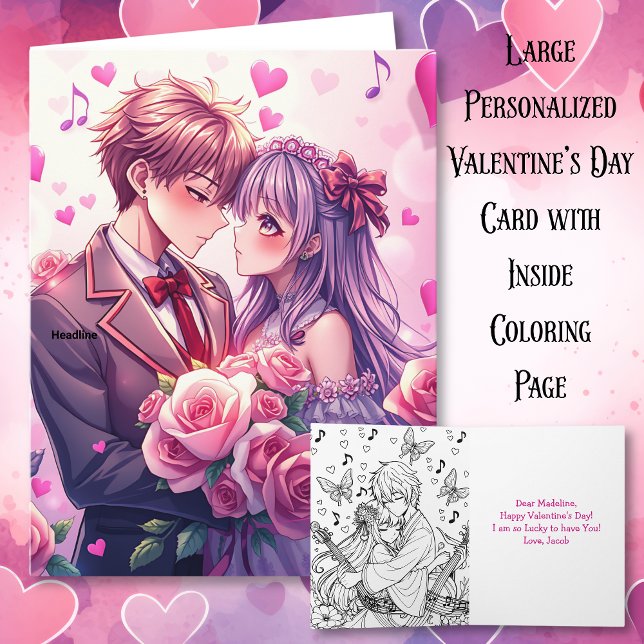 Carte Grand Saint-Valentin personnalisé d'anime (Créateur téléchargé)