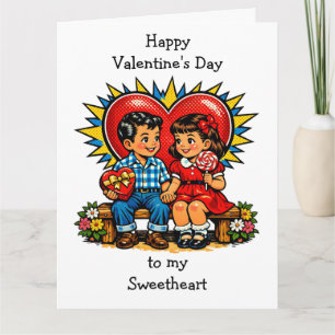 Carte Grand Saint-Valentin Rétro Pop Art Vintage