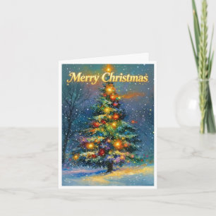 Carte Grand sapin de Noël avec joyeux Noël