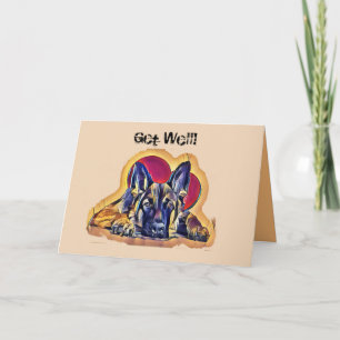 Carte Grand Tan Noir Allemand Berger Chiot PopArt