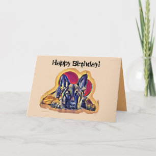 Carte Grand Tan Noir Allemand Berger Chiot PopArt