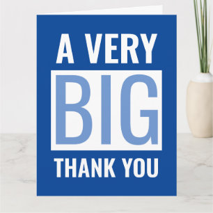 Carte Grand Texte Un Très Grand Merci Bleu Et Blanc