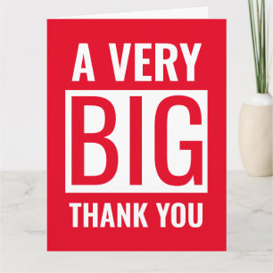 Carte Grand Texte Un Très Grand Merci Rouge Et Blanc
