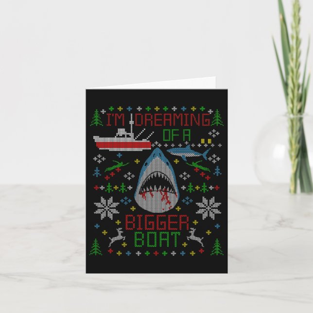 Carte Grand White Shark Fishing Ugly Christmas Sweater P (Devant)
