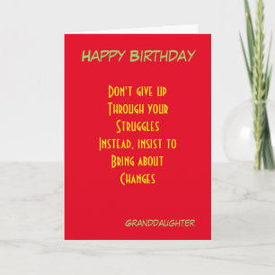 Carte Grandaughter motiational birthday greeting cards